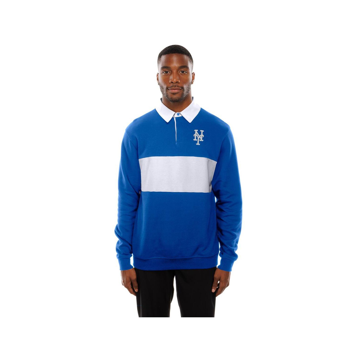 Men's Royal New York Mets Throwback Prep Color Block Rugby Polo Shirt