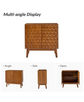 Kuriko 32" Tall 2-Solid Wood Door Accent Cabinet with Adjustable Shelves