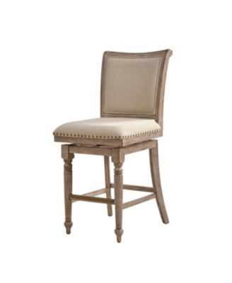 Blerona Farmhouse Swivel Bar Stool With Nailhead Trims