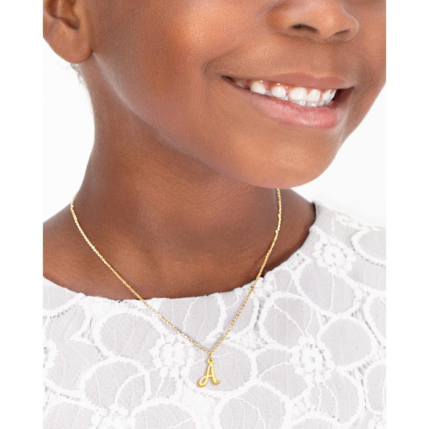 14K Gold Diamond Initial Necklace