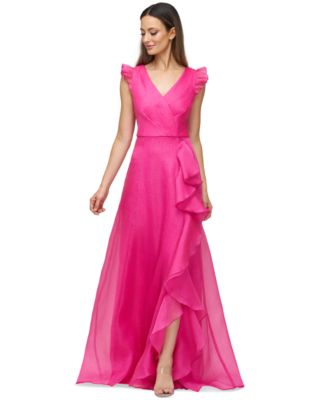JS Collections - Women's Cascading-Ruffle Flutter-Sleeve Gown