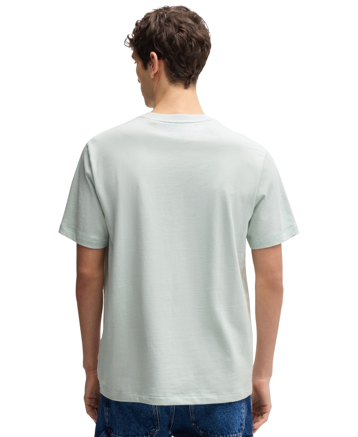 Hugo Boss Cotton-jersey T-shirt With Logo Artwork In Open Blue