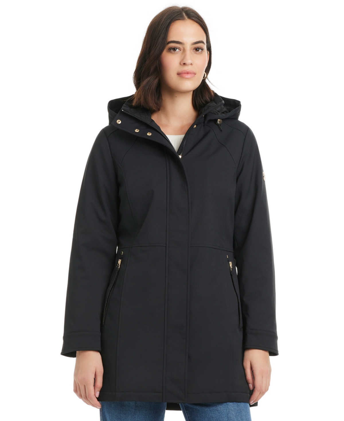 Jones New York Women's Hooded Softshell Coat In Black