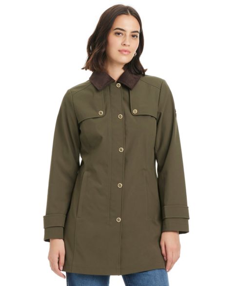 Женские куртки Jones New York Women's Hooded Corduroy-Collar Softshell Coat