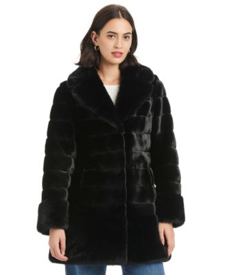 Women's Faux-Fur Notched-Collar Coat