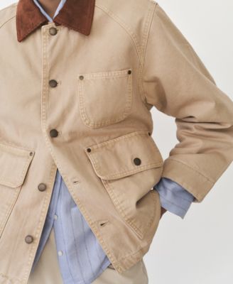 Women's Contrasting Collar Denim Parka Jacket