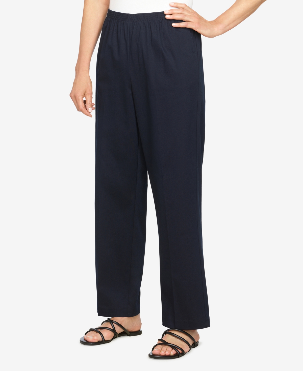 Alfred Dunner Petite Mid-rise Casual Pants In Black