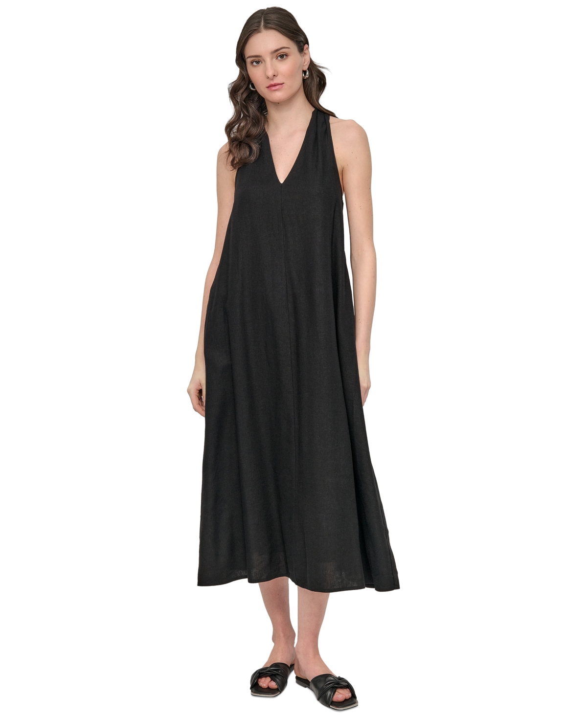 DKNY JEANS WOMEN'S V-NECK RACERBACK SWING DRESS 