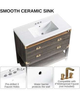 36" Bathroom Vanity with Motion Sensor Light, Wood Bathroom Vanity