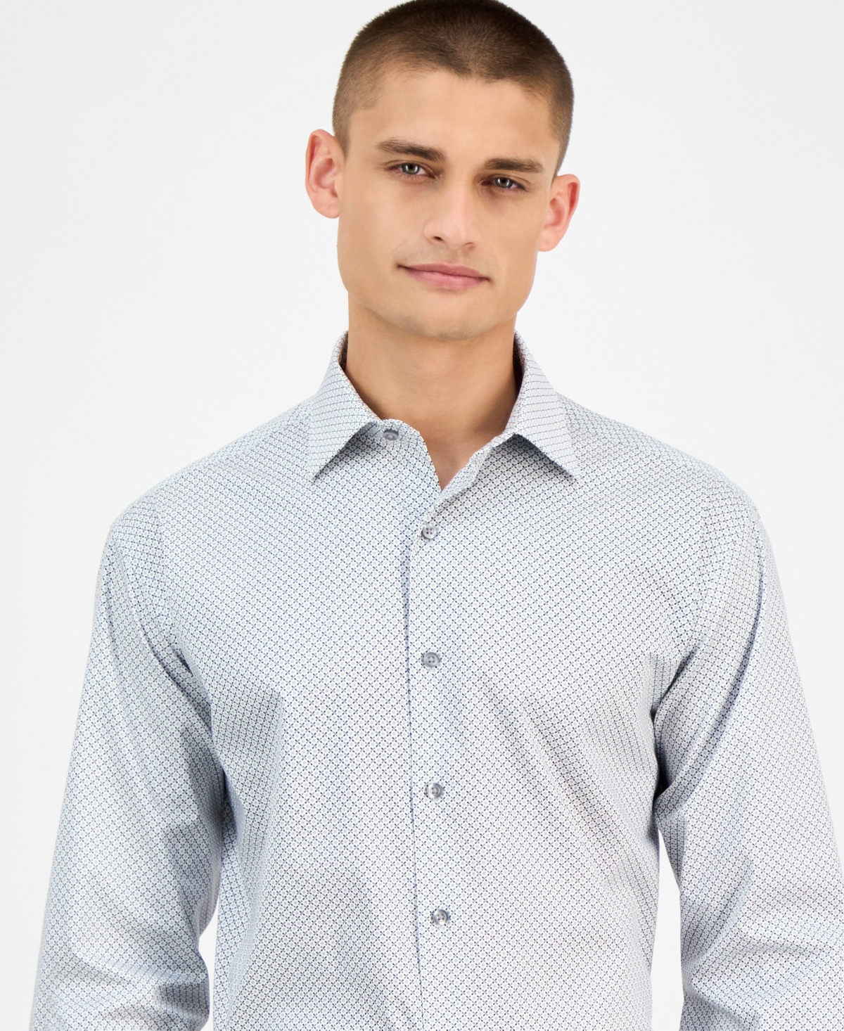 Alfani Men's Slim-fit Temperature Regulating Dress Shirt, Created For Macy's In Blue