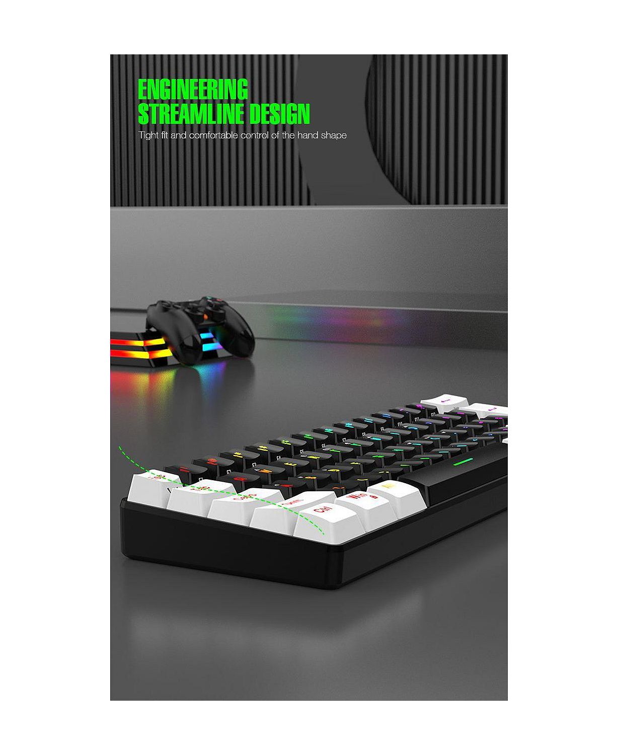 60% wired Gaming keyboard, RGB backlit ultra-small keyboard, waterproof portable, computer/MAC game keyboard (Black)