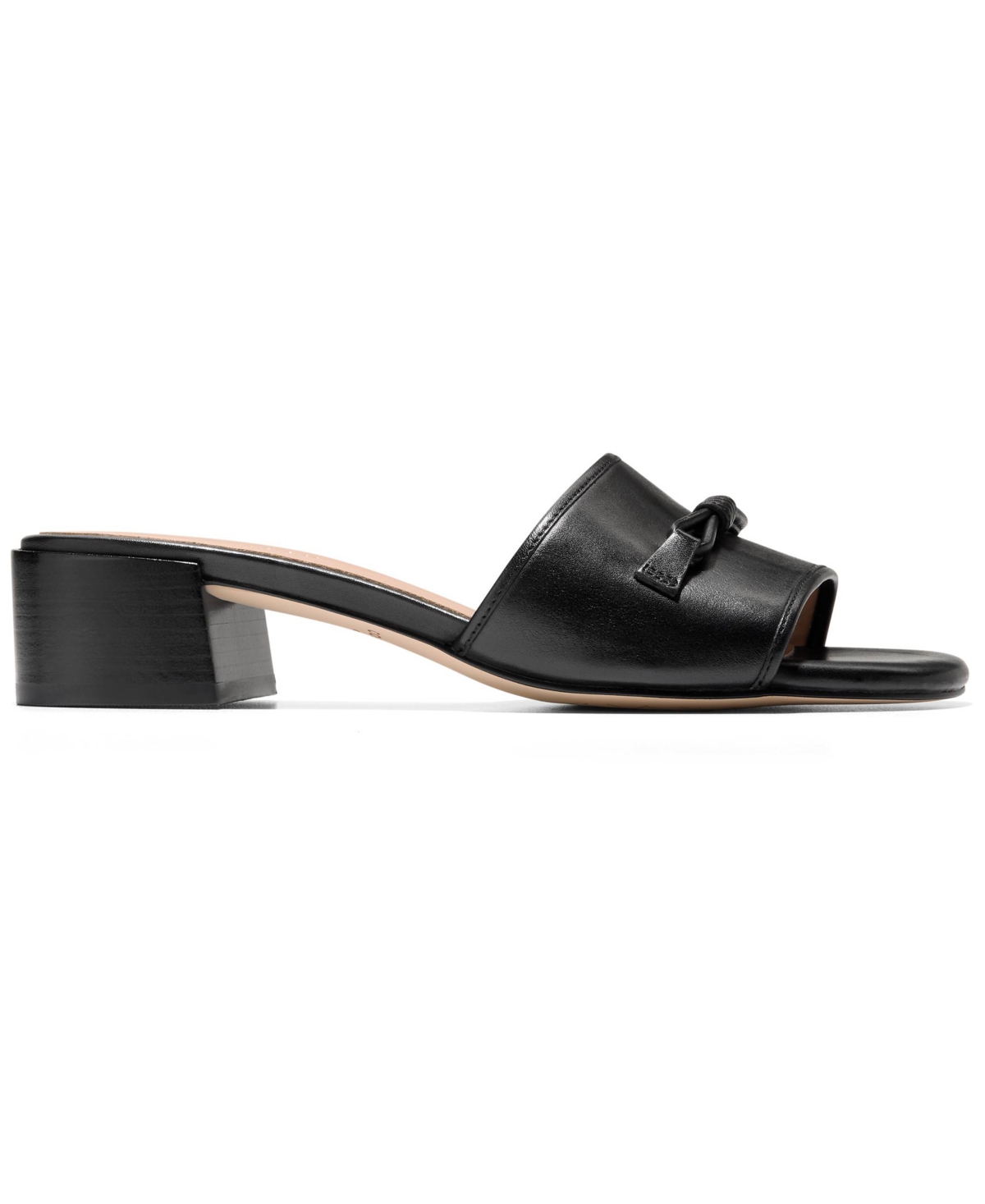 Cole Haan Cailyn Bow Mule Leather Sandal In Black