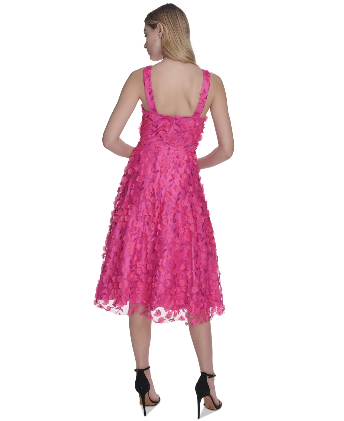 Shop Eliza J 3d-floral Fit & Flare Midi Dress