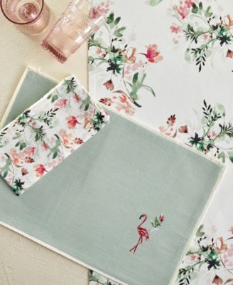 Flamingo Embroidered Placemats, Set of 4
