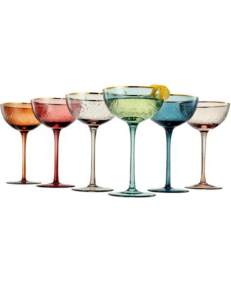 Vintage Art Deco Coupe Glasses, Set of 6