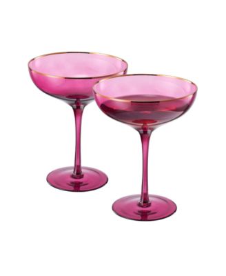 Gilded Rim Coupe Glasses, Set of 2