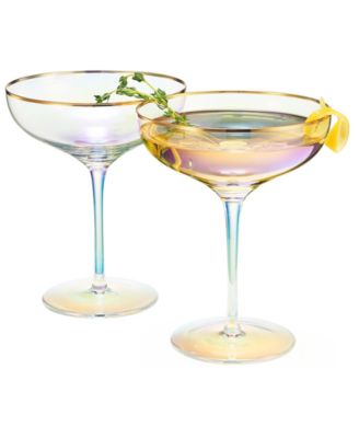 Gilded Rim Coupe Glasses, Set of 2