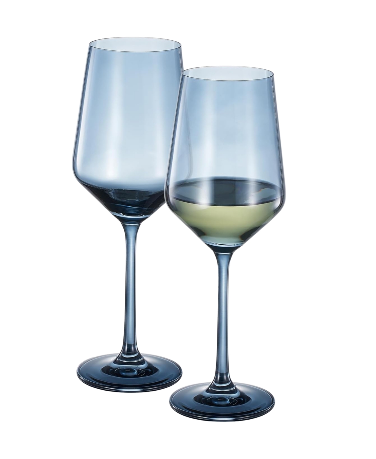 The Wine Savant Contemporary Wine Glasses, Set Of 2 In Ocean Blue