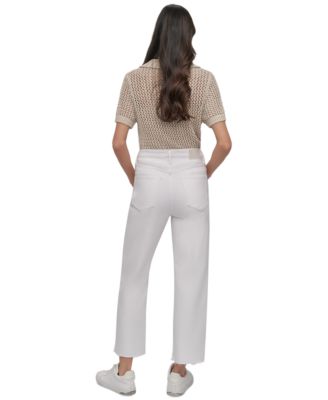 Women's High-Rise Classic Straight-Leg Raw-Hem Jeans