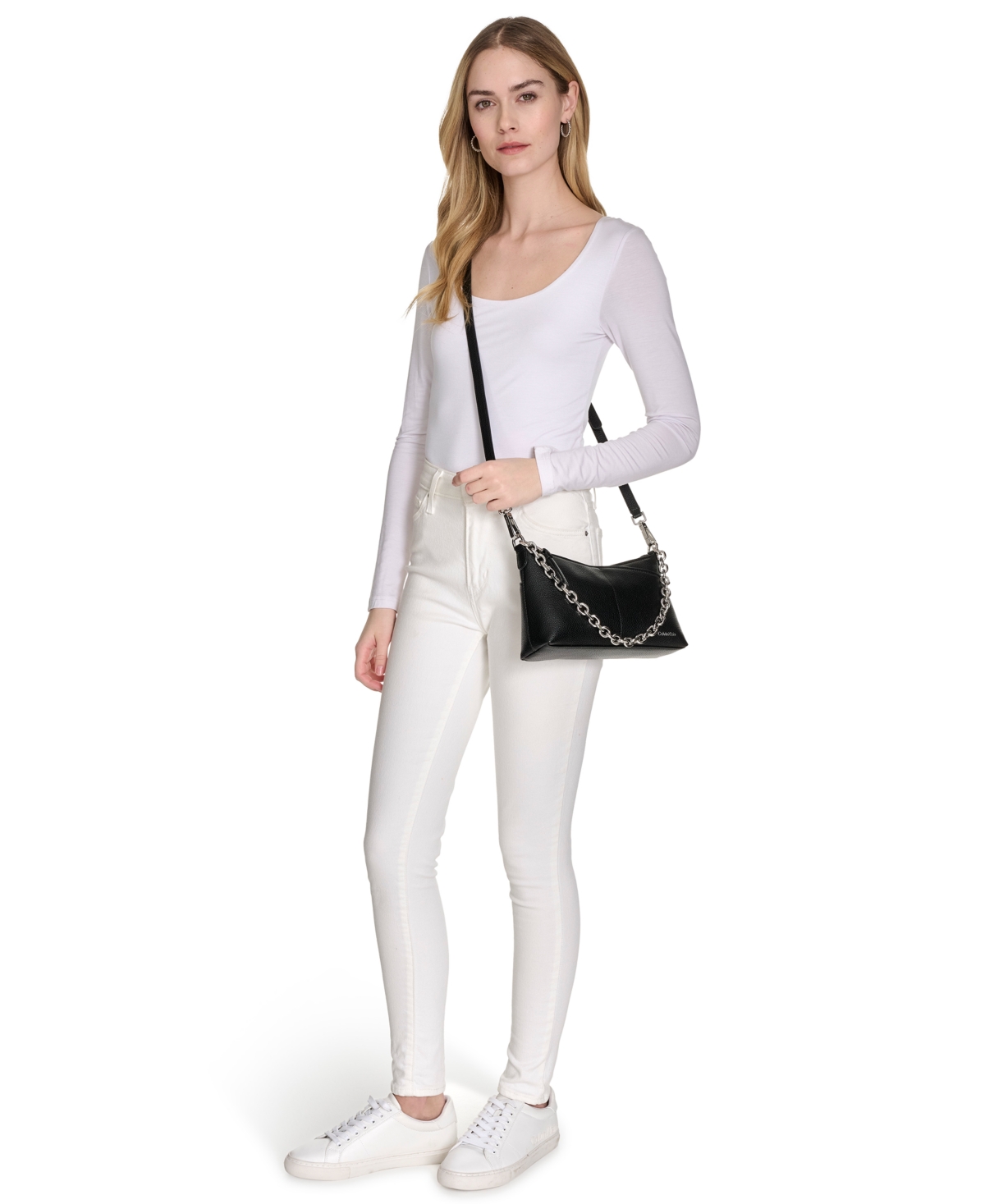 Calvin Klein Zoe Chain Mini Crossbody Bag In Black,silver