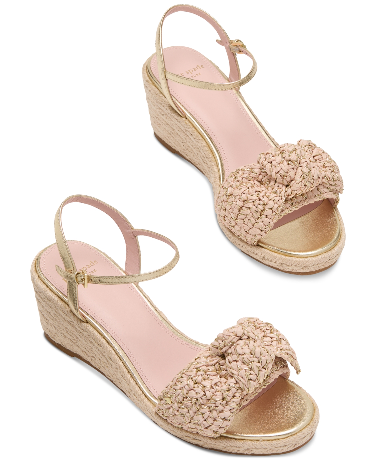 KATE SPADE WOMEN'S LEANDRA RAFFIA ESPADRILLE WEDGE SANDALS 