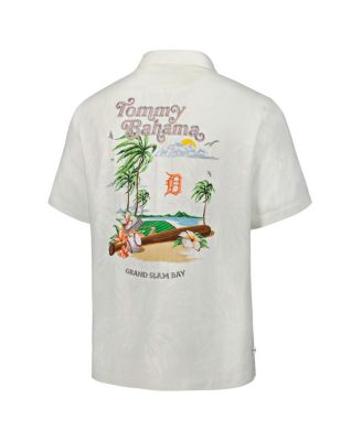 Men's White Detroit Tigers Grand Slam Bay Camp Button-Up Shirt