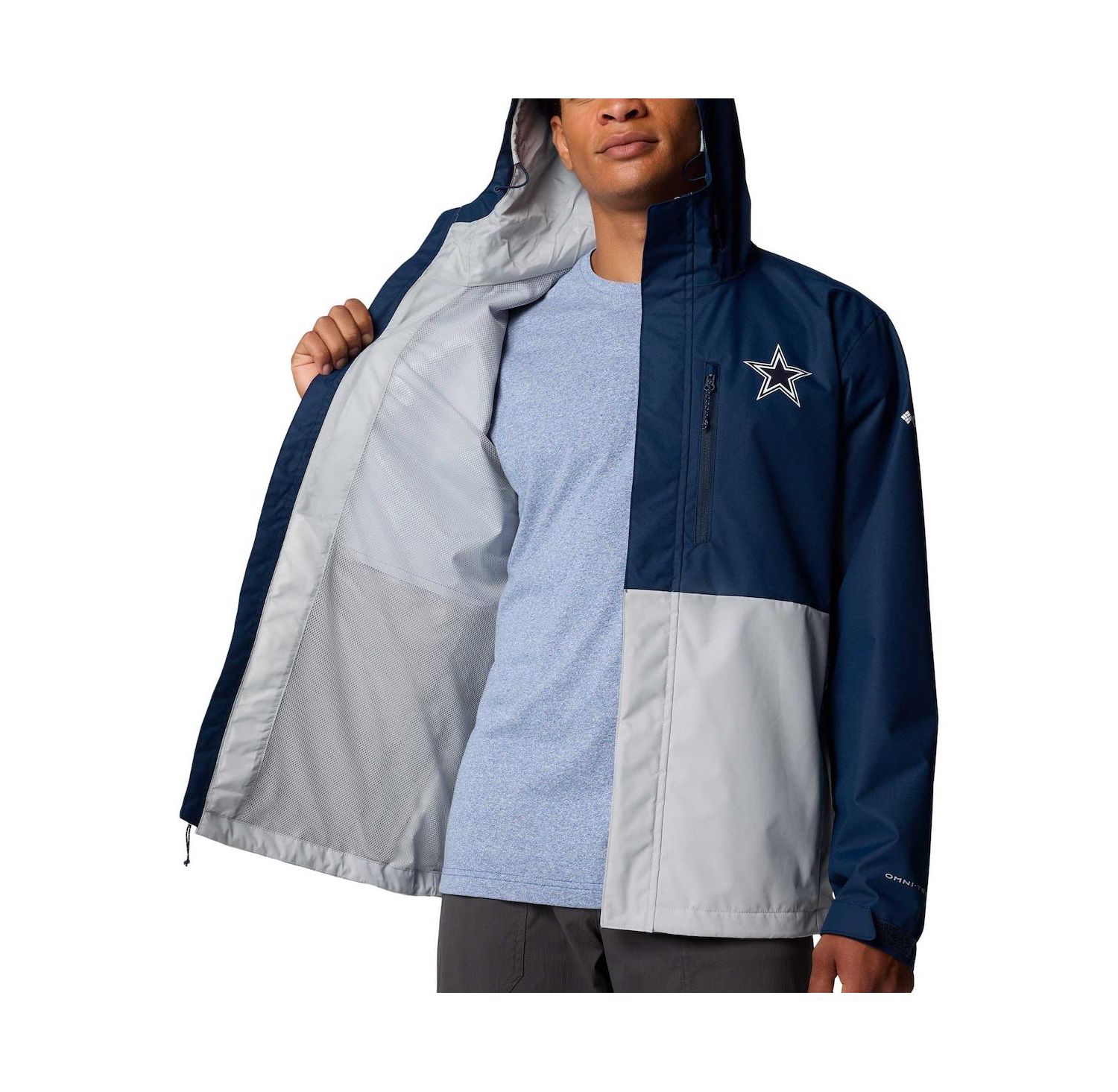 Men's Navy/Silver Dallas Cowboys Big & Tall Field Bound Omni-Shield Full Zip Jacket