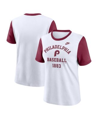 Nike - Women's White Philadelphia Phillies Tri-Blend Cooperstown Logo T-Shirt