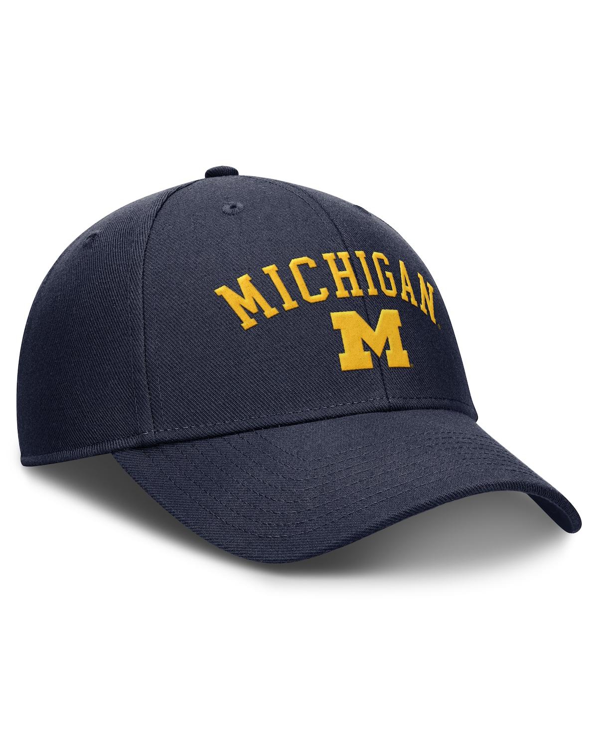 JORDAN MEN'S NAVY MICHIGAN WOLVERINES RISE ADJUSTABLE HAT 