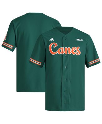 adidas - Men's Green Miami Hurricanes Reversible Retro Full-Button Baseball Jersey
