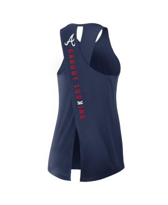 Women's Navy Atlanta Braves Crisscross Performance Tank Top