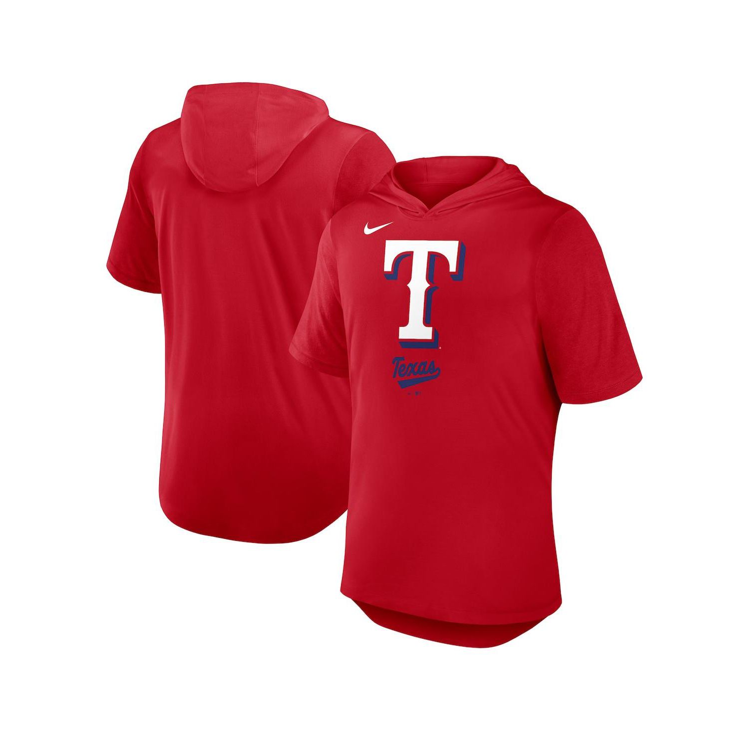 Men's Red Texas Rangers Tri-Blend Performance Hoodie T-Shirt