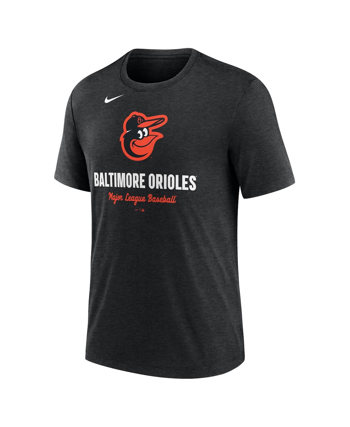 Nike Heather Black Baltimore Orioles Logo Tri-blend T-shirt In Heather Black