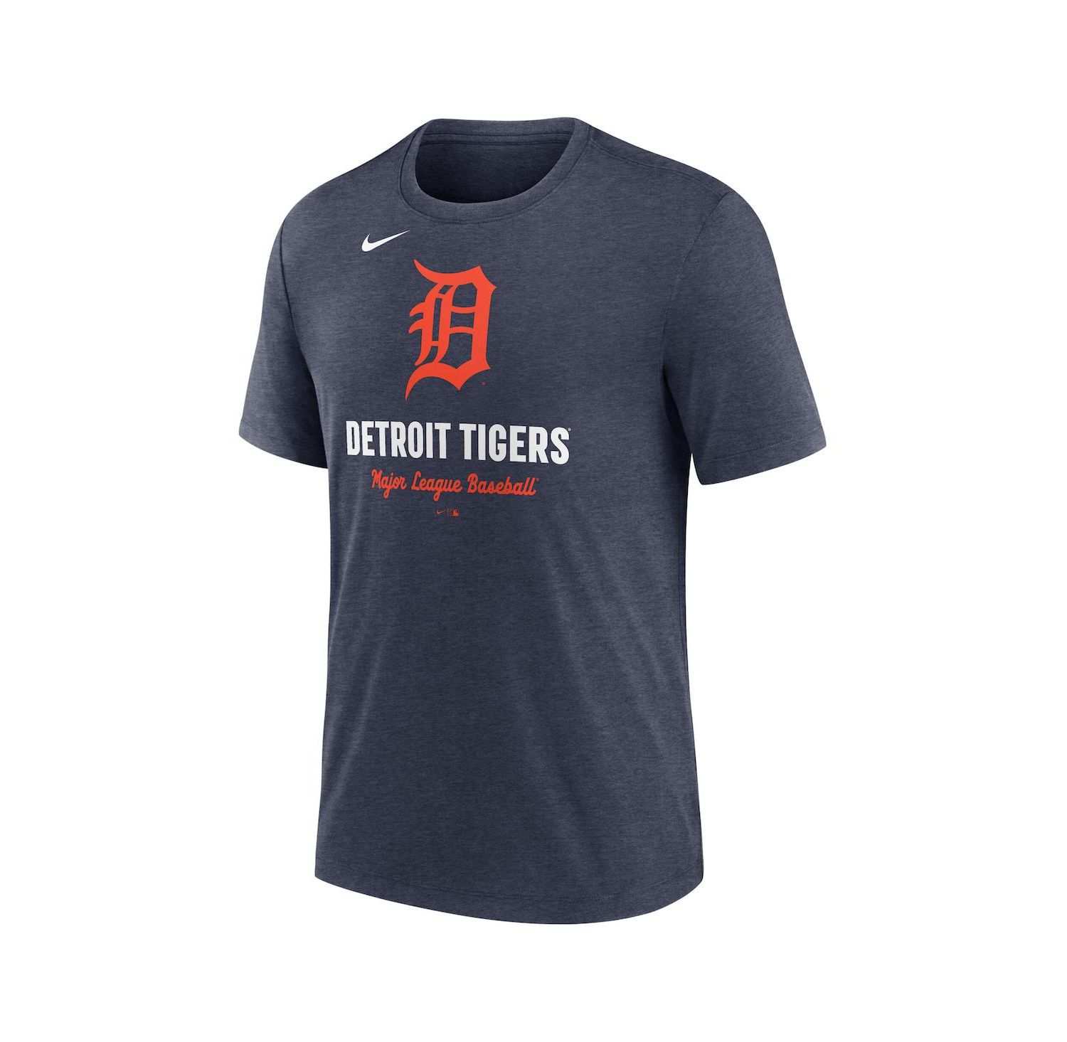 Men's Heather Navy Detroit Tigers Logo Tri-Blend T-Shirt