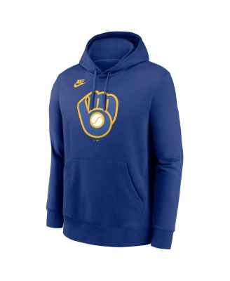 Men's Royal Milwaukee Brewers Cooperstown Collection Logo Club Pullover Hoodie
