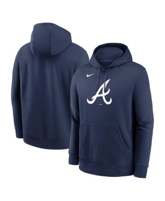 Nike - Men's Navy Atlanta Braves Logo Club Fleece Pullover Hoodie