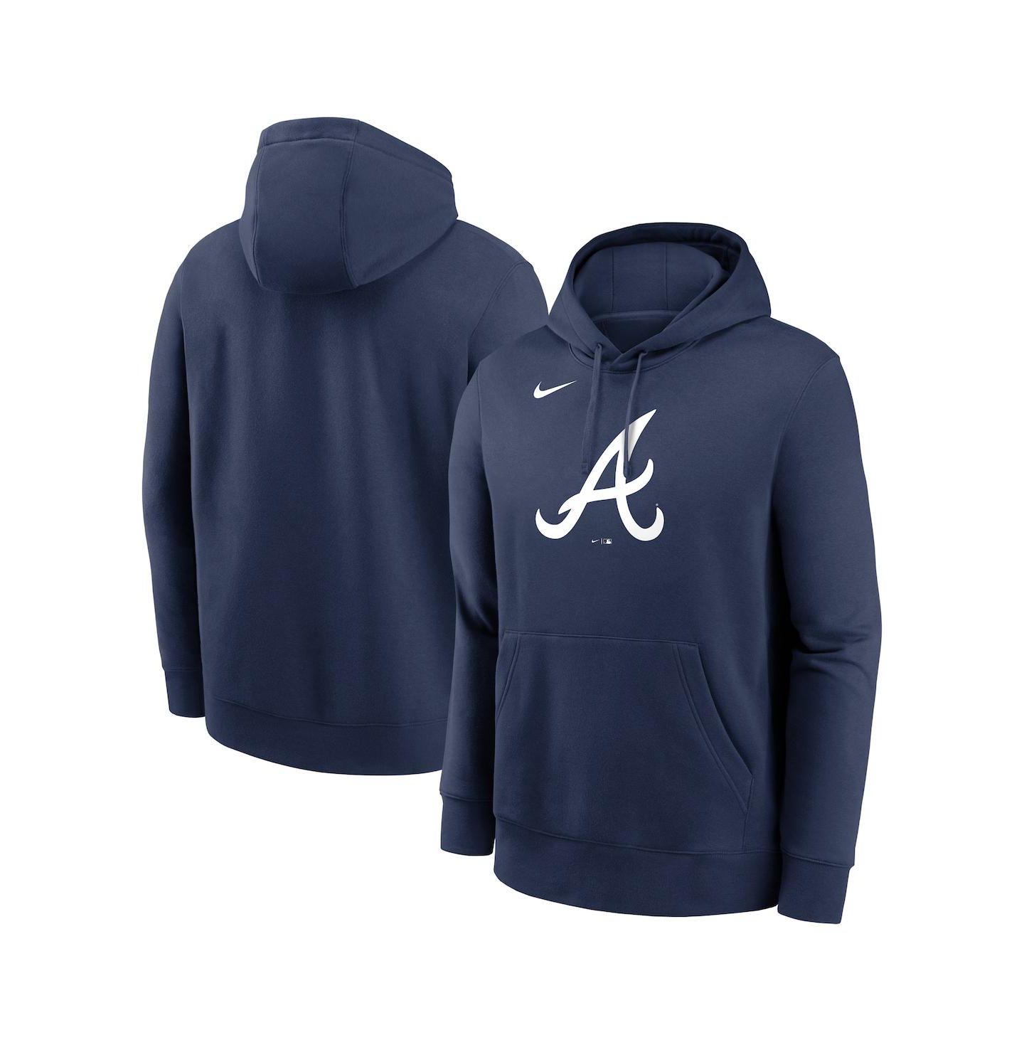 Мужское худи Nike Navy Atlanta Braves Logo Club Fleece Pullover — фото 1