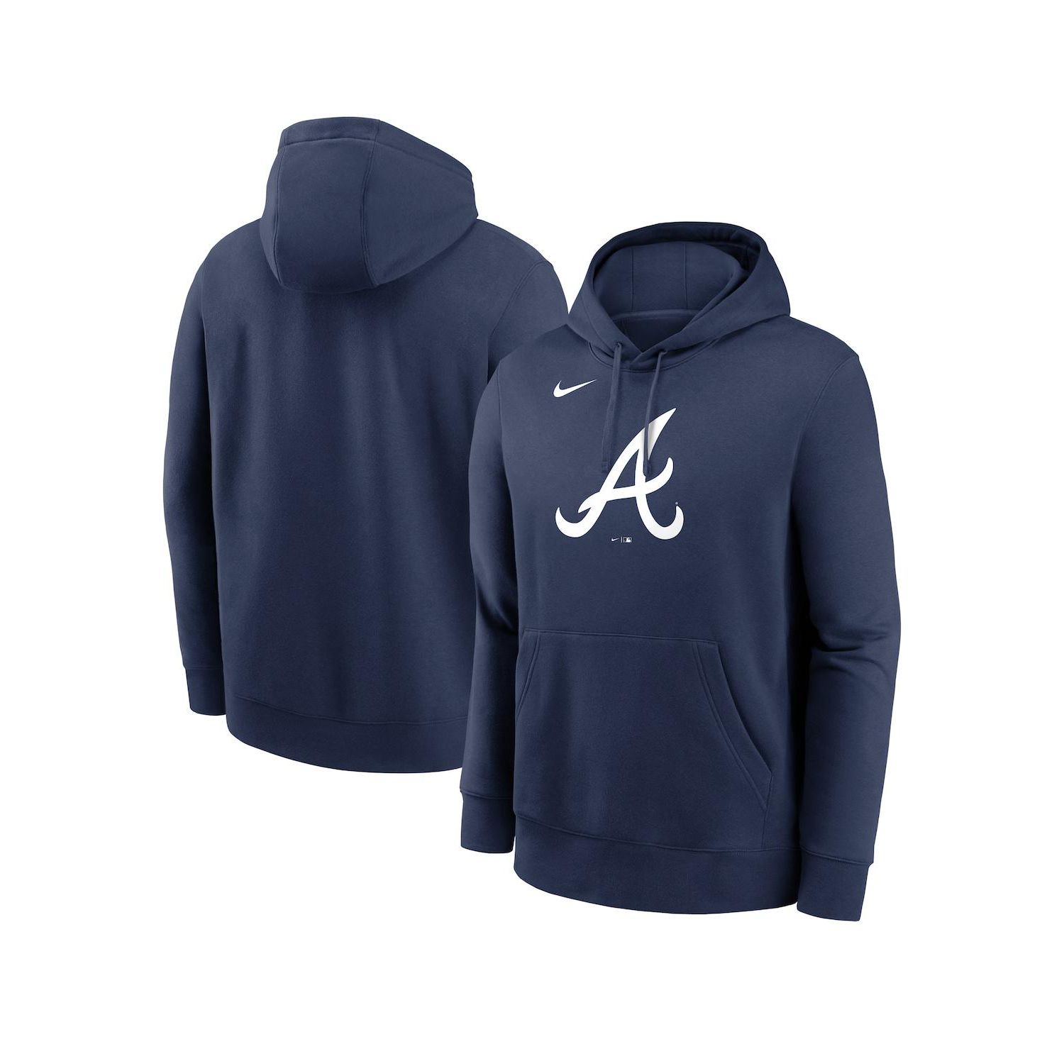 Men's Navy Atlanta Braves Logo Club Fleece Pullover Hoodie