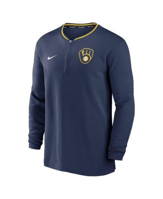 Men's Navy Milwaukee Brewers Authentic Collection Performance Half-Zip Top