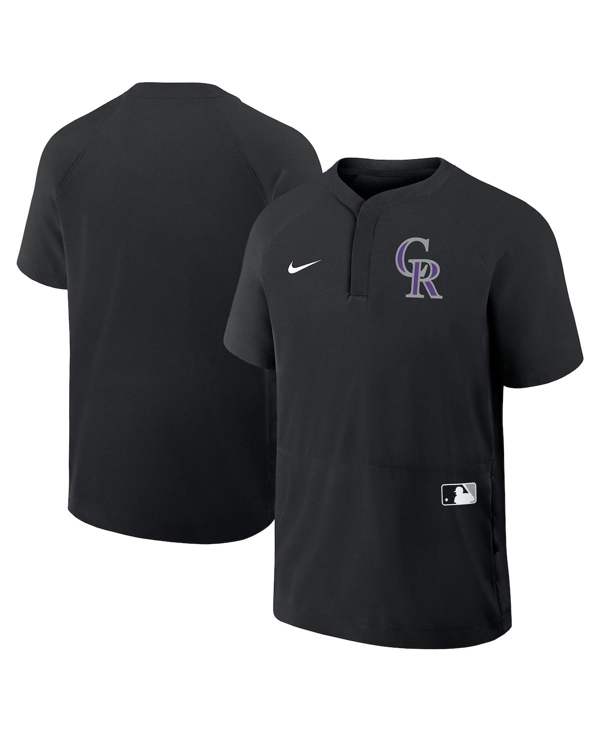 Nike Men's Black Colorado Rockies Authentic Collection Raglan Short Sleeve Windshirt In Black