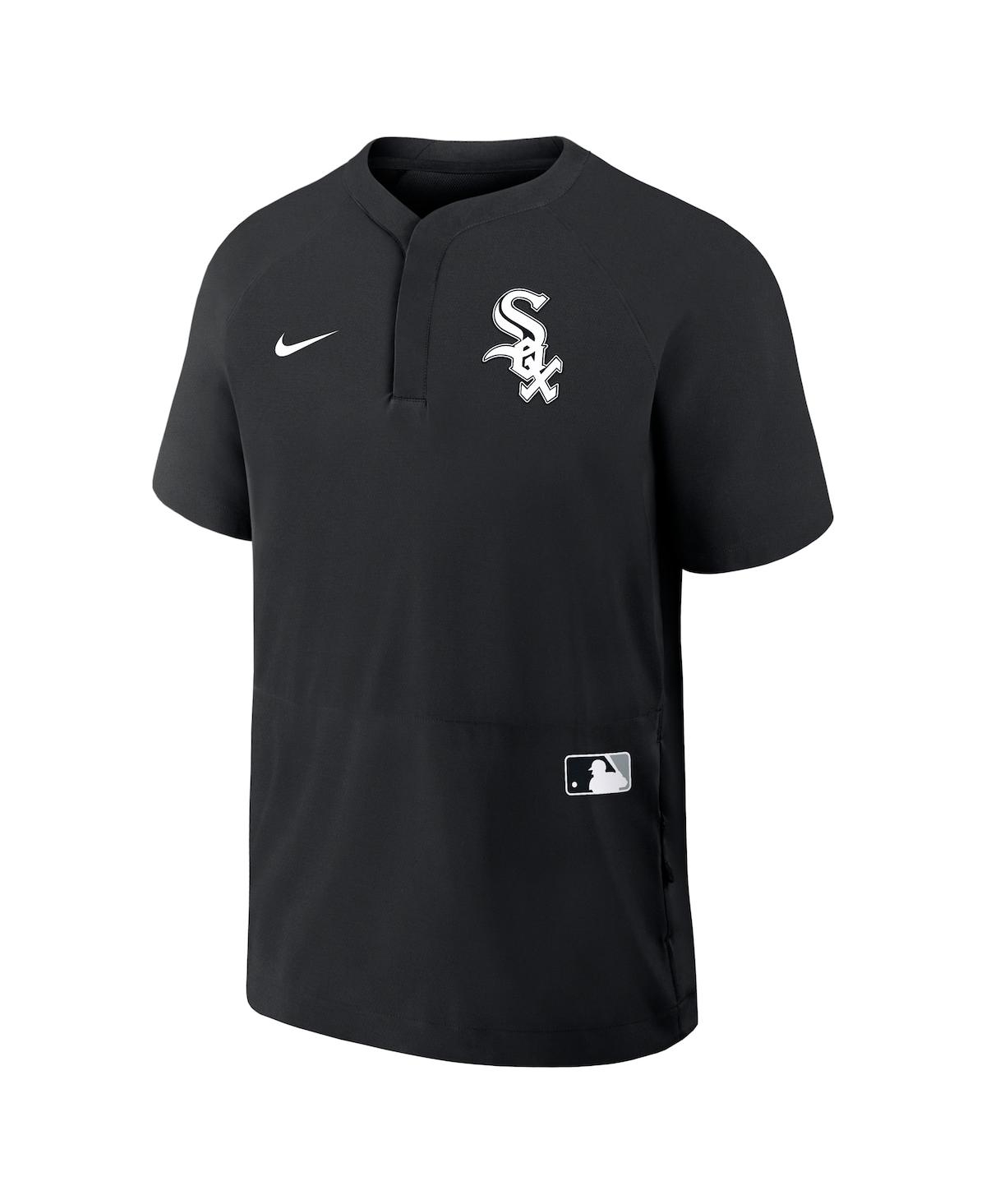 NIKE MEN'S BLACK CHICAGO WHITE SOX AUTHENTIC COLLECTION RAGLAN SHORT SLEEVE WINDSHIRT