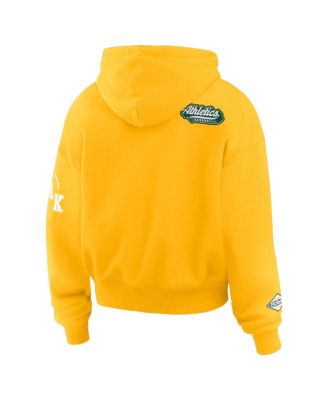Women's Gold Oakland Athletics Patch Quarter-Zip Hoodie