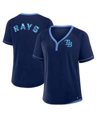 Fanatics - Women's Navy Tampa Bay Rays League Diva Star Raglan V-Neck T-Shirt