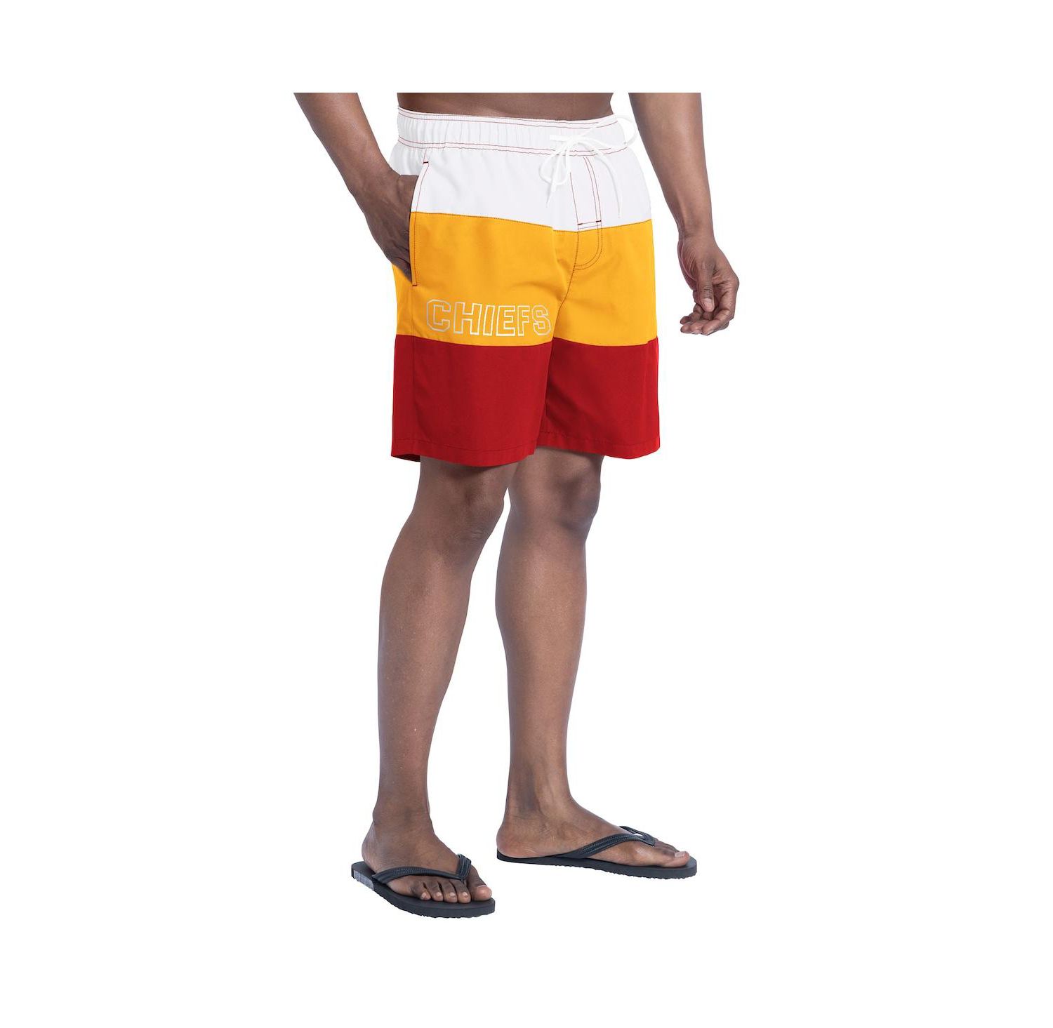 Men's Red/Gold Kansas City Chiefs Sunrise Volley Swim Shorts