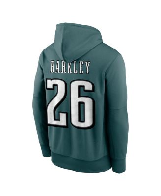 Men's Saquon Barkley Midnight Green Philadelphia Eagles Player Name Number Performance Pullover&nbsp;Hoodie