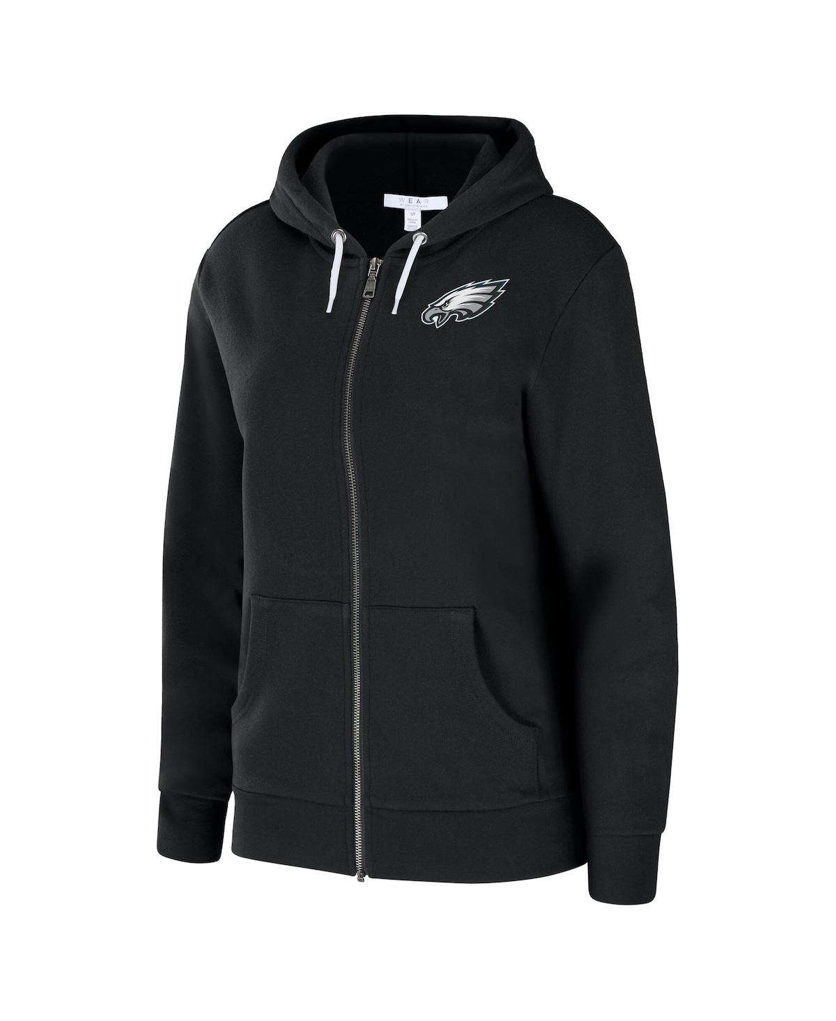 Wear By Erin Andrews Black Philadelphia Eagles Angled Full-zip Hoodie In Black