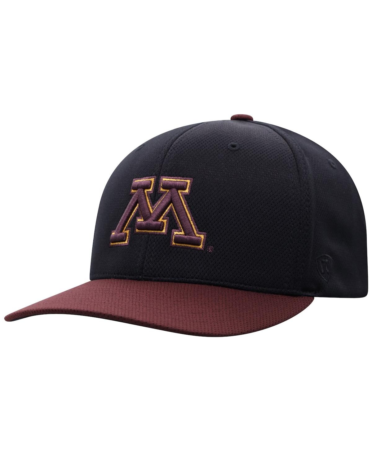 Top Of The World Men's Black Minnesota Golden Gophers Reflex Fitted Hat In Black