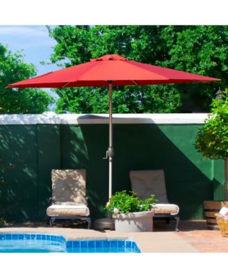 10FT Patio Umbrella, Outdoor Table Umbrella with Push Button Tilt and Crank, Market Sun Umbrella with 8 Sturdy Ribs