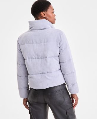 Women's Corduroy Zip-Front Puffer Coat