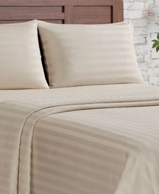 Damask Stripe 300-Thread Count Cotton Sateen 3-Pc. Sheet Set, Twin